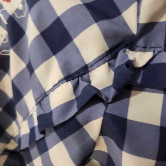 London Fog 4T blue plaid ruffled flowered raincoat with pink interior - Picture 5 of 5